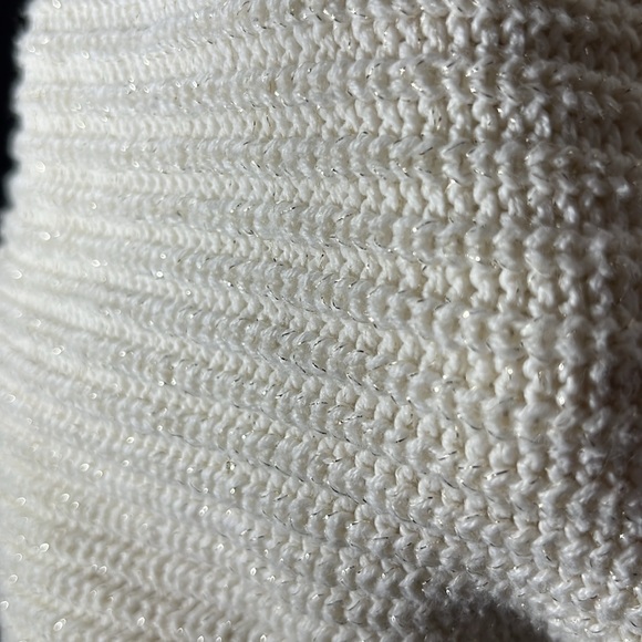 ana A New Approach Ivory Rib Knit Lightweight Women’s Sweater Gold Inlay Sz M - Picture 5 of 7